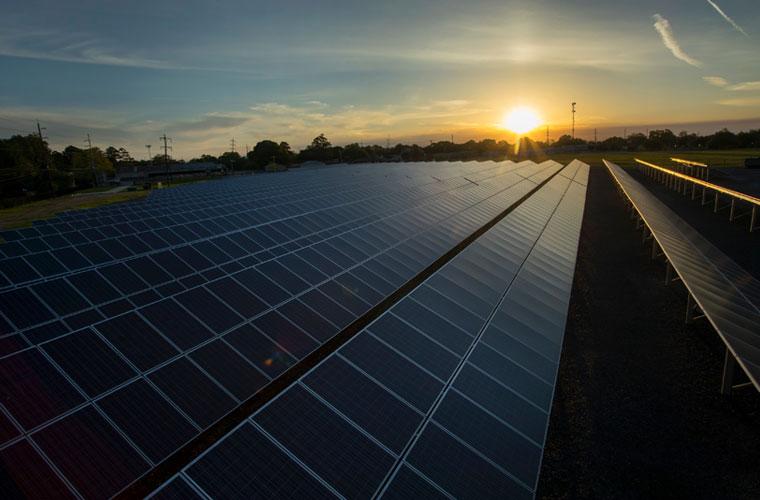 Solar panels at the University of Louisiana at Lafayette alternative energy center