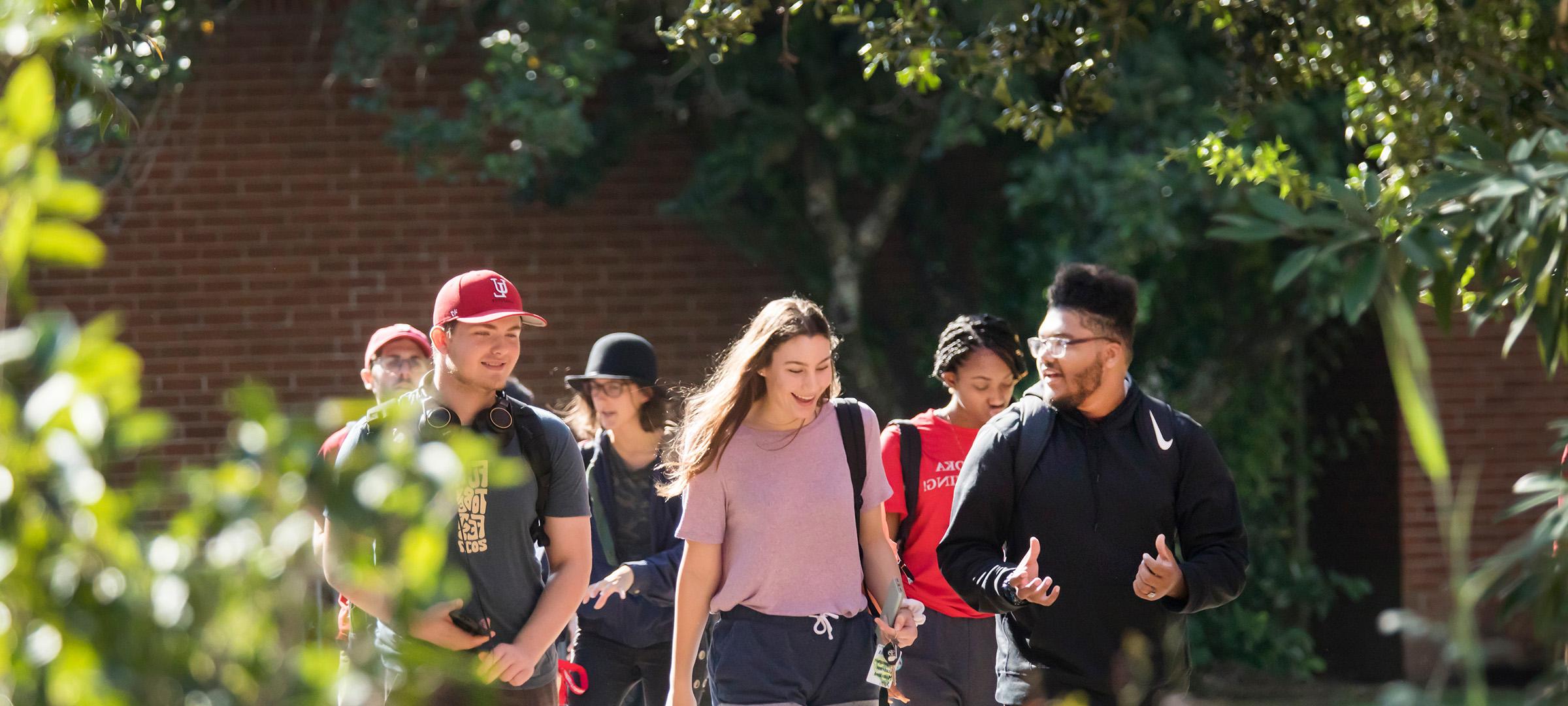 拉斐特大学的学生在校园里散步